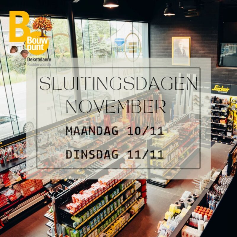 Sluitingsdagen November